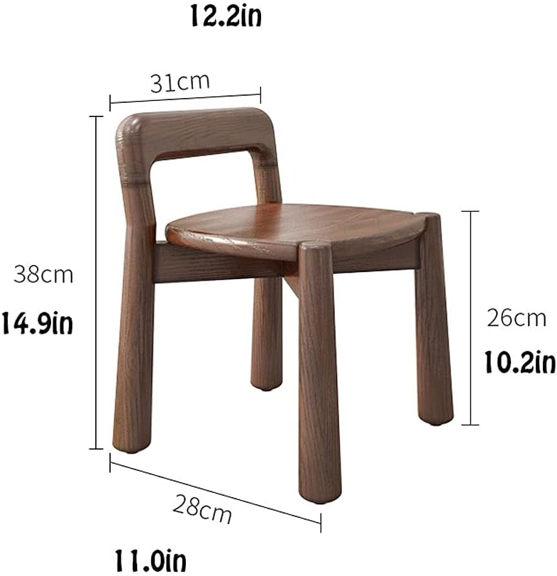 Minimalist Fashion Creative Backrest Small Stool Children Adult Chair Coffee Table Stool, Solid Wood Bench Stool for Living Room Kitchen Hallway Casual/Wood Color