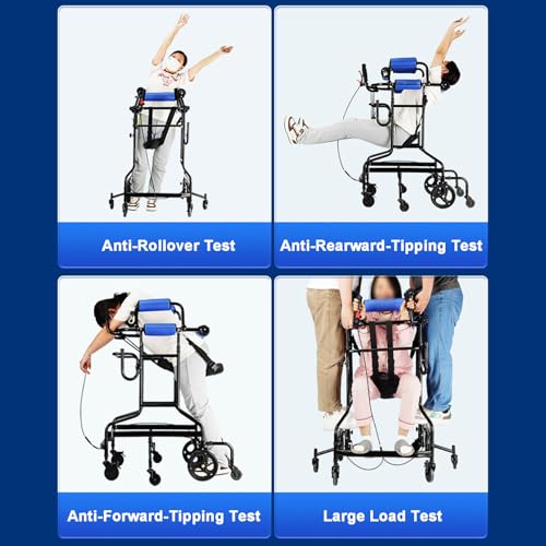 Andador para niños con parálisis cerebral Andador vertical con frenos de mano, andador plegable para personas mayores y discapacitadas, altura ajustable Rehabilitación de pie e para movilida