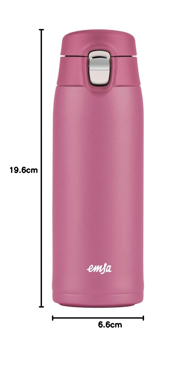 Emsa N21511 Travel Mug Light kubek termiczny/termiczny ze stali nierdzewnej, 0,4 litra, ciepło 8 h, zimno przez 16 h, nie zawiera BPA, 100% szczelności, szczelny, nadaje się do mycia w zmywarce,
