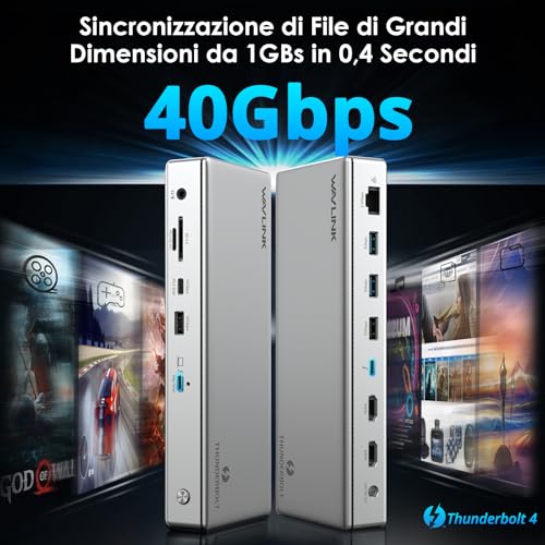 Thunderbolt 4 Docking Station, Single Display 8K, Triple 4K, 13 in 1 Laptop Dock for TBT 4/3 Mac & TBT 4 Windows PC, 40Gbps with 96W Max Charging for Laptop - Hub USB - Immagine 5