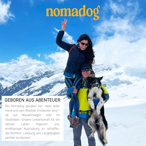 Nomadog Trailblazer Freihandleine Hund 2,4m - Doppelseitig und Stufenlos Verstellbar - Multifunktionale 6-in-1 Hundeleine mit Sicherheitskarabiner aus Aluminium - Perfekt für Jogging und Wandern