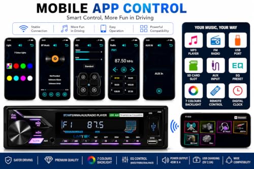 Image of MP3-920 Car Stereo MP3 Player with Bluetooth, FM Radio, USB, TF Card & AUX, 45W x 4 Output, 7-Color LED Backlight
