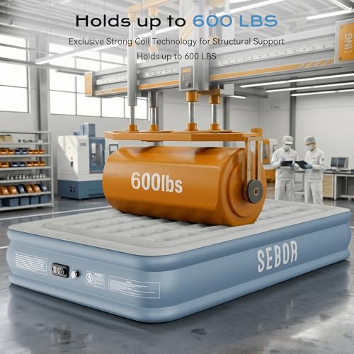 Sebor Air Mattress Twin with Built-in Pump 13", Comfortable Self-Inflating Blow up Mattress with High-Speed Pump, Durable Twin Size Air Mattress with Storage Bag for Guests, Moving, Camping, Travel by Sebor - Used condition - Image 6