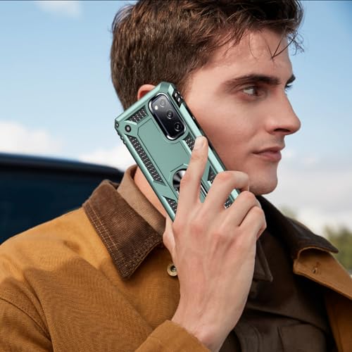 Yiakeng for Samsung Galaxy S20 FE Case, Military Grade Protective Case with Ring Stand, HD Screen Protector, Dark Green - image 7