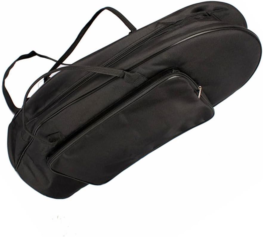 Black Padded Baritone Horn Gig Bag - Heavy-Duty Oxford Carrying Case with Adjustable Shoulder Strap, Hand Carry Handle & Accessory Pocket - For Baritone Horn Accessories - 28.4 x 15.8 x 13 Inches