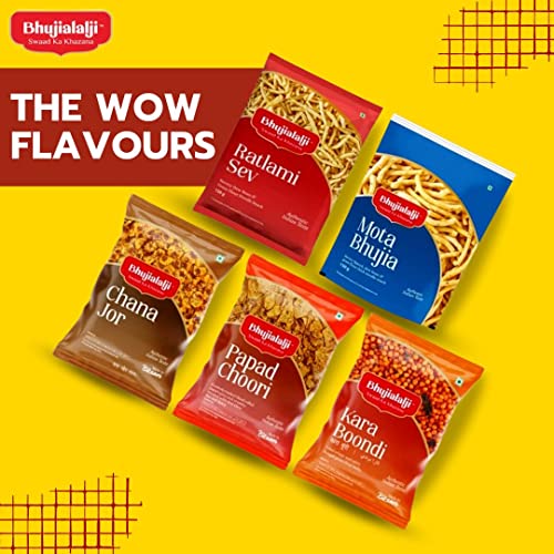 Image of Bhujialalji (Combo pack of 5) 750g | Ratlami Sev | Mota bhujia | Papad choori | Kara boondi | Chana jor | Rajasthani Namkeen | indian Spices | Indian Tea Time Fresh & Mixture | Ready to eat