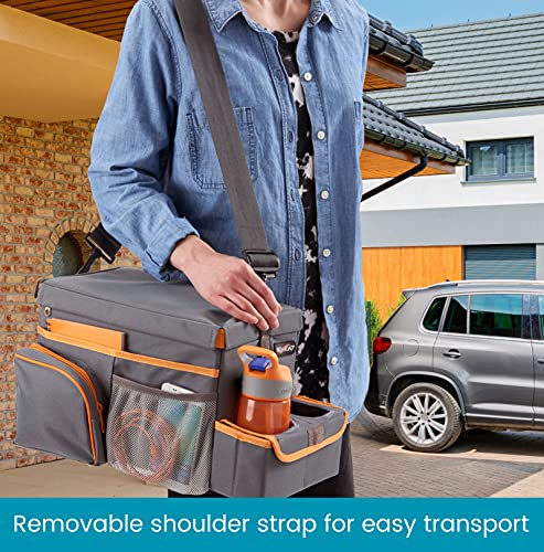 High Road Carhop Car Seat Organizer For Kids And Adults With Cup Holder Tray, Side Pockets And Cooler Compartment (Medium, Gray) #TOP4