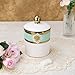 fanquare Small Porcelain Canister, Luxury Gold and Green Printing Decorative Jar, Normal Size Ceramic Container for Sugar, Tea, Coffee, Countertop