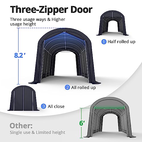 King Bird 10' X 20' Heavy Duty Anti-Snow Carport Round Style Outdoor Instant Garage Car Canopy With Reinforced Ground Bars #TOP4
