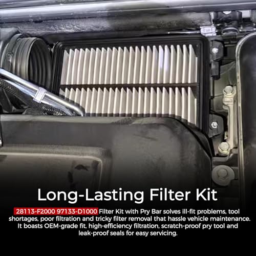Image of 28113-F2000 Engine Cabin Air Filter Set Fit for Kona 2018-2023 Compatible with Veloster 2019-2021 Soul 2020-2025 1.6L 2.0L Gas Professional Maintenance Kit Including Replacement 97133-D1000