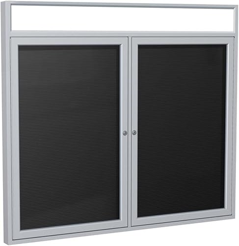 Miniatura 8 de Ghent Marco de aluminio satinado de 36 x 36 pulgadas con tablero de letras de franela cerrado, negro (PAB4-BK)