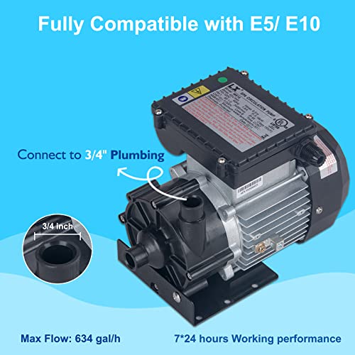 Image of WE10 SPA Circulation Pump, Hot Tub Circulation Pump 230 Volts, 0.25HP, 3 /4 inch Port Compatible with OEM E5 /E10- Model: WE10(230V)