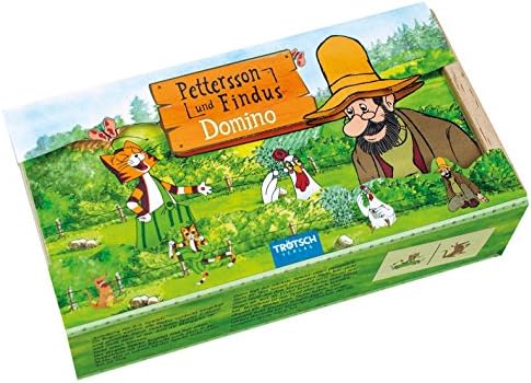 Holz-Domino Pettersson und Findus: in praktischer Holzbox mit Schieber
