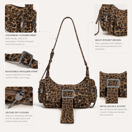 Image of Shoulder Purse for Women, Leather Women's Handbag Y2k Aesthetic Coquette Shoulder Bag Hobo Punk Trendy Ladies Purse