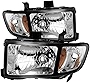 VIPMOTOZ Black Housing OE-Style Headlight Headlamp Assembly For 2006-2014 Honda Ridgeline Pickup Truck, Driver & Passenger Side