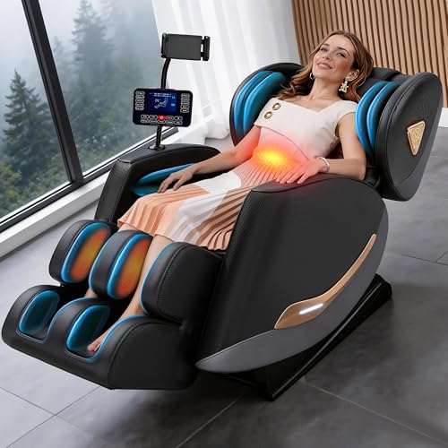 Massage Chair Full Body, Zero Gravity Massage Recliner with Deep Kneading Shiatsu Massage, Foot Roller Reflexology, 14 Airbags, Heat Therapy, Bluetooth Speaker, Adjustable Leg Rest