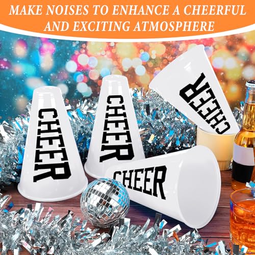 Meooeck 12 Pieces White Cheer Megaphone Noisemaker Bulk Party Accessory Plastic Cheerleading Small Megaphone Director Prop Noisemaker Toys for Sports Game Party Outdoor