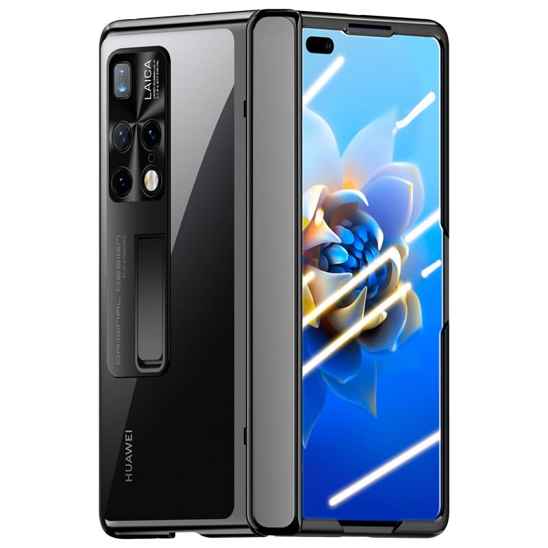 Phone Case Transparent Case Compatible with Huawei Mate X2, Luxury Galvanized Transparent Phone Case Full Hinge Protection Clear Crystal Phone Armor (Siyah)