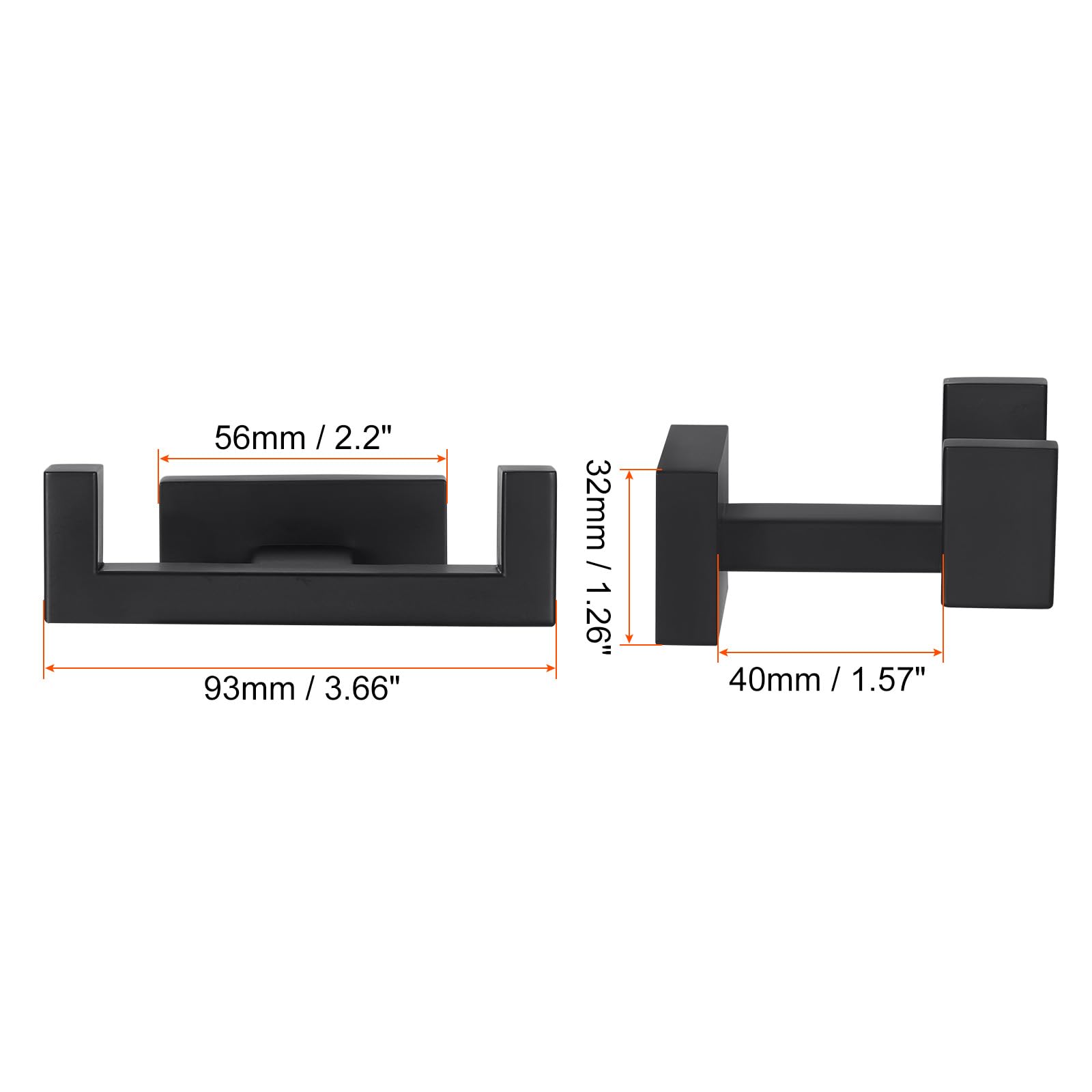 PATIKIL Double Towel Hook, 2Pack 304 Stainless Steel Wall Mounted Hanger Rectangle Towel Holder for Hanging Bathroom Bedroom - Image 2