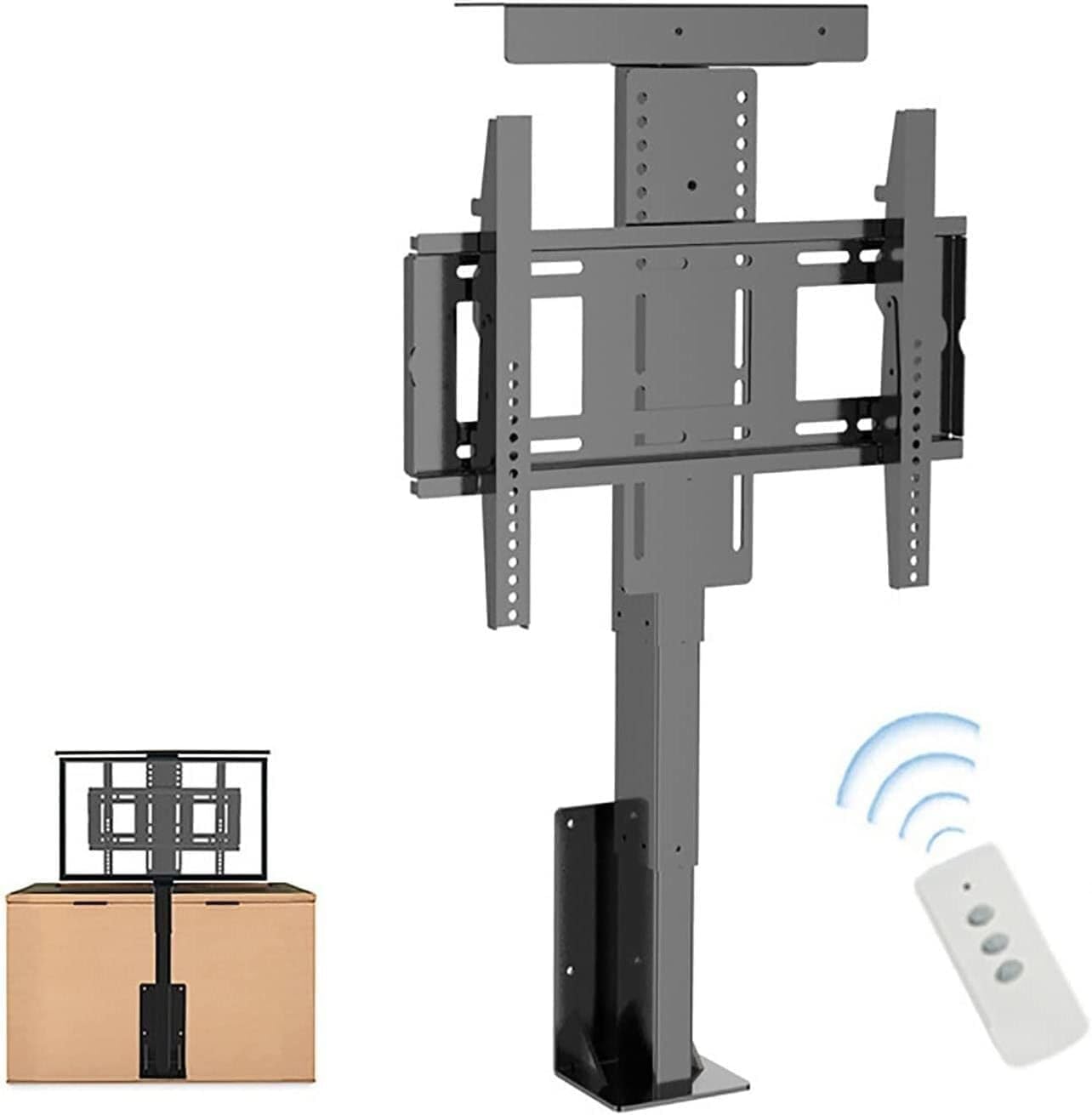 Staffa per TV motorizzata elettrica regolabile a soffitto con meccanismo di sollevamento nascosto con telecomando per TV da 57-122 cm Soluzione di montaggio a parete salvaspazio