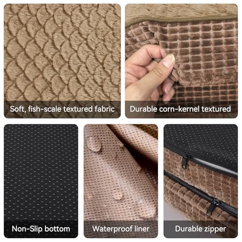 JOEJOY Orthopedic Dog Bed for Large Dogs, Egg-Crate Memory Foam Pet Bed with Bolster Sides, Waterproof Lining, Removable Washable Cover & Non-Slip Bottom, Brown by JOEJOY - Image 5