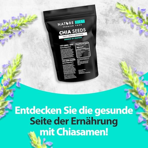 Nature Diet - Chia Samen 1000 g | Salvia Hispanica | Reich an Omega-3 | Quelle von Ballaststoffen