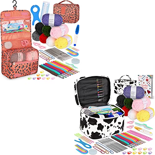 Coopay Crochet Kit Beginners Crochet Hook Set with Yarn for Crocheting & 8 Colors Yarn for Crocheting & 54PCS Crochet Kit with Case, Crochet Hook Set 0.6-6mm