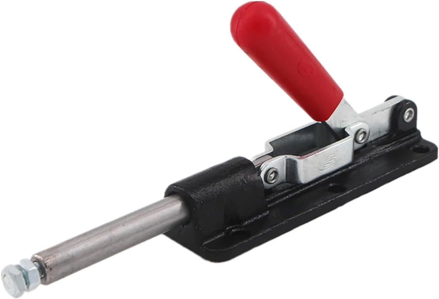 Quick Fixture Clamps 36080 Heavy Duty Horizontal Mounted Clamps,Quick Holding Push Pull Toggle Clamp,Flanged Base,600kgs Capacity,Antislip,Red