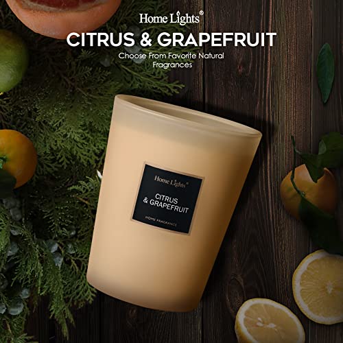 Homelights Highly Scented Candles, Big 33.3 Oz For Home, Natural Soy Aromatherapy Candles, Smokeless Long Lasting 70 Hrs With 3 Cotton Wicks, Candles Gifts For Women & Men - Citrus & Grapefruit #TOP1