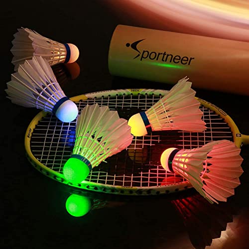Sportneer Badminton Birdies, 12 Pack Shuttlecocks Led Badminton Shuttlecocks Night Lighting Birdies Portable Badminton Shuttlecocks Set For Indoor Outdoor Sports Activities #TOP2