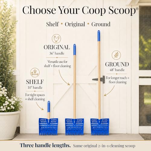Image of The Coop Scoop Ground 2-in-1 Chicken Poop Scooper & Rake, 48 inch Handle