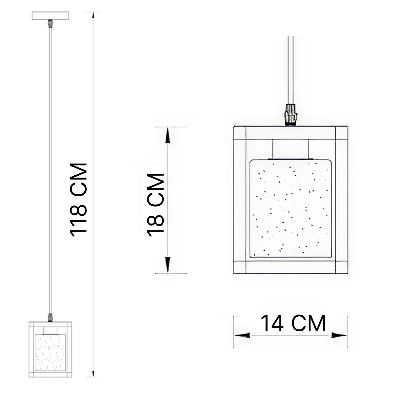 Lámpara colgante de techo para bombilla LED, cristal y metal en acabado negro, con cable y enchufe, luz interior para cocina