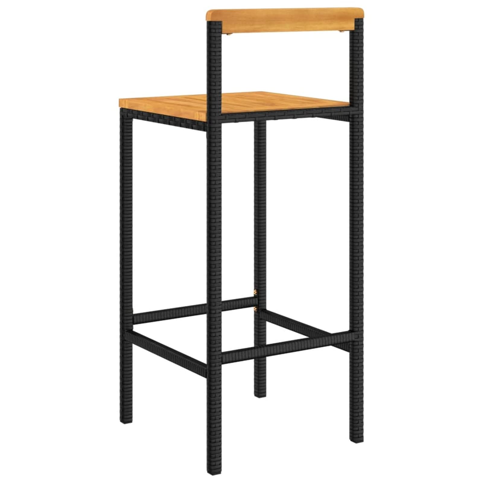 Homgoday Taburetes de bar, 4 unidades, color negro, poliratán y madera maciza de acacia, silla de oficina, silla de oficina, silla de escritorio para salón o dormitorio
