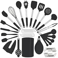 35-Piece Silicone Kitchen Utensil Set with Stainless Steel Handles only