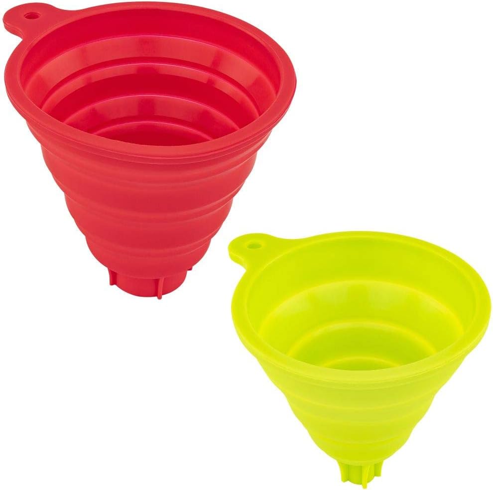 Southern Homewares SH-10315 Collapsible Funnel Set, Silicone, Green/Red