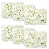 Omldggr Artificial Flower Wall Panels, 6 Pack 12 x 16 inch White Rose Artificial Flower Wall Backdro