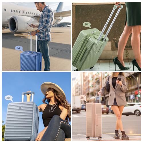 HanTrip Large Checked Luggage 28 Inch Hard Shell Suitcases, Expandable Travel Luggage Lightweight Check in Luggage with Spinner Wheels Cup Holder Charger Built in, Silver by HanTrip - Image 9