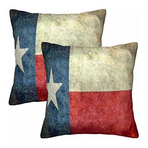 TKS MITLAN Texas Grunge Flag Throw Pillow Covers Set of 2 18 x 18 Inch The Lone Star Flag of The Great Lone Star State Square Pillowcases Home Decor for Sofa Bedroom Car Cushion Cases Cover