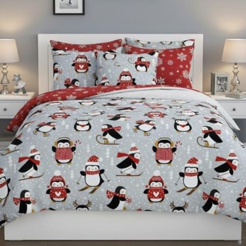 Faro Bettwäsche Set Baumwoll Weihnachtsbettwäsche (Grau Rot –...