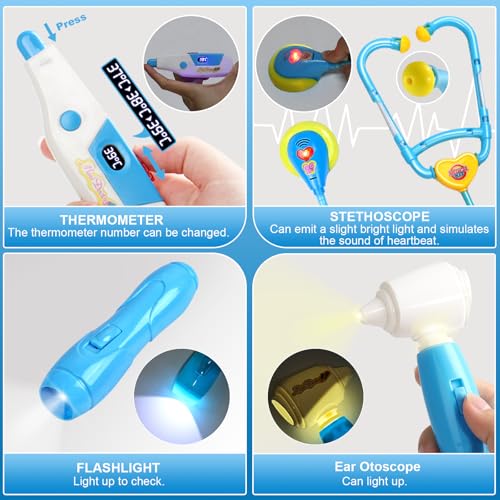 doctor kit for toddlers 3-5 dress up toys for 2 3 4 year old girls pretend kids doctor play set with doctor costume toy stethoscope for 2 3 4 5 6 year old girls boys christmas birthday gifts