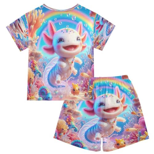 Pajama Sets Short Sleeve Cute Underwater Creature Scene Soft Cotton Summer Sleepwear 2 Piece PJS Size 5-14T2