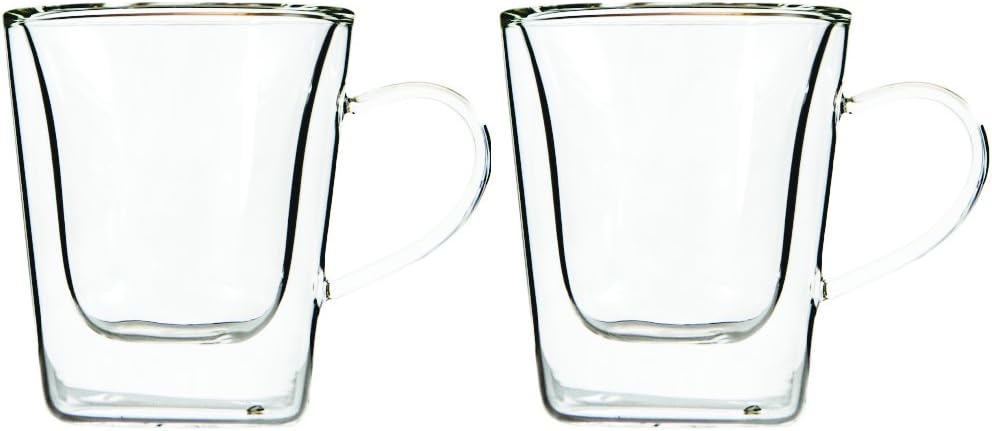 LaniDesigns Double Wall Glass Mugs 3.5oz Insulated Espresso Glasses Set of 2 (3.5oz)