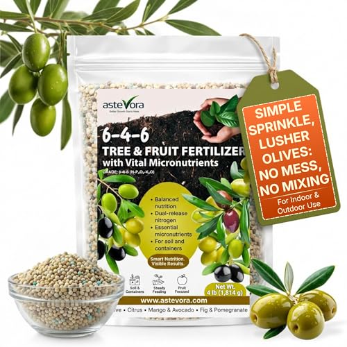 Olive Tree Fertilizer – Fruit Tree Fertilizer for Olive Tree, Citrus, Lemon, Lime, Fig, Avocado, Mango, Apple & Pomegranate – for Potted & Outdoor Trees (2 quarts - 4 lbs.)