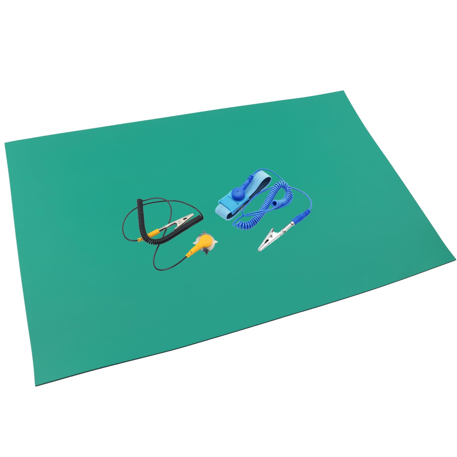 MEETOOT Temperature Resistant Anti Static Desk Mat Rubber Soldering Mat Grounding Wire Workbench Assembly Line Repair Mat for Circuit Boards Phone PC Tablet PC Repair Grounding Mat