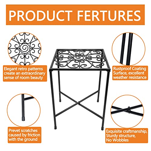 Ppeen Plant Stand Indoor Outdoor For Flower Pot Heavy Duty Potted Holder Rustproof Waterproof Garden Container Supports Square Display Iron Rack For Planter, 2 Pack, Black #TOP3