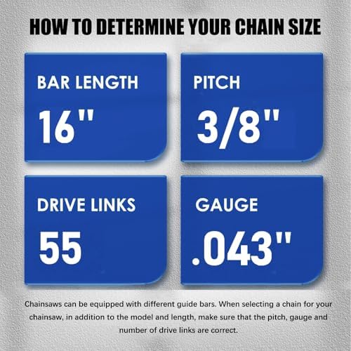 2 Pack Chainsaw Chain 16 Inch 3/8" LP Pitch .043" Gauge 55 Drive Links Fits Stihl 61PMM355, MS 017, MS 170, MS 171, MS 180 C, Oregon 90PX055G - 2