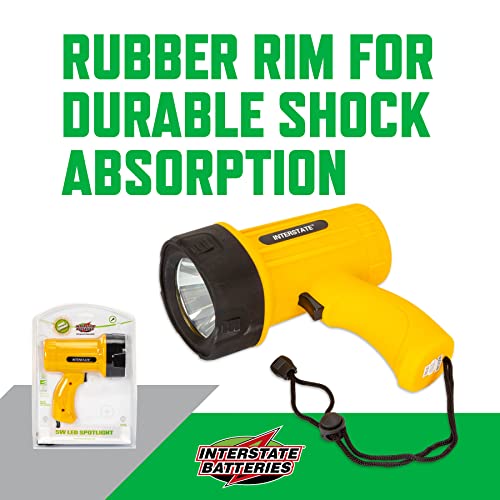 Interstate Batteries 250 Lumen Led Spotlight 5 Watt Yellow Flashlight (Lig7996) Adjustable Wrist Strap Included #TOP3