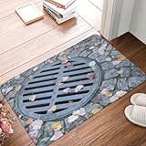 Rugs for Bedroom Aesthetic 3D Traps Manhole Cover Doormat Bathroom Modern Living Room Home Carpet Floor Rug Door Mat Funny Non-Slip Washable Mat Cute Rugs for Kitchen Bathroom Indoor 16x24 inch