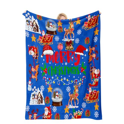 COMFAR Blue Cute Christmas Blankets and Throws for...