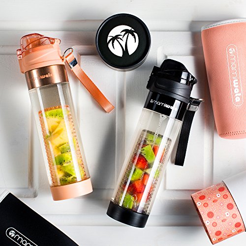 Fruit-Infuser-Water-Bottle--24-oz--Tritan-Plastic-Unique-Stylish-Design--Fruit-Infused-Water-recipes-eBook-Insulating-sleeve--Beautiful-Gift-Box